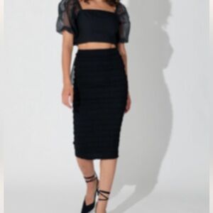 Cleobella Josie Blouse and Emilia Midi Skirt with Bow on Back